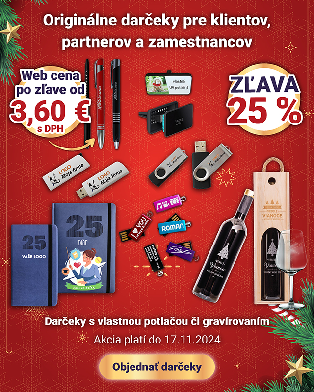 ZĽAVA 20 % na originálne darčeky pre klientov parnerov a zamestnancov