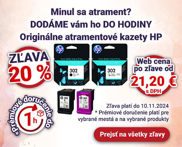 ZĽAVA 20 % - Originálne atramentové kazety HP